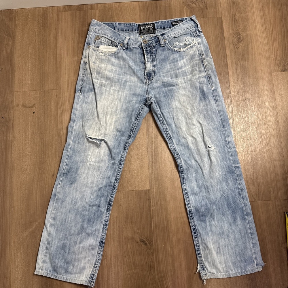 Salvage‎ Supply Co Jeans Mens 36x28 Mayhem Straight Distressed SLVG 23-460 read*